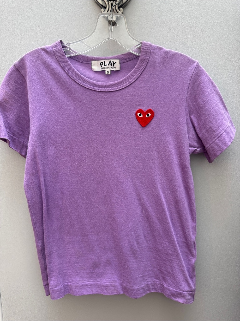 Comme des Garcons PLAY Purple Tee with Red Heart Patch